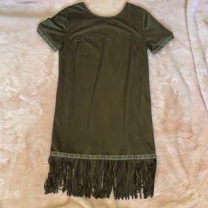 Boutique false suede fringe dress